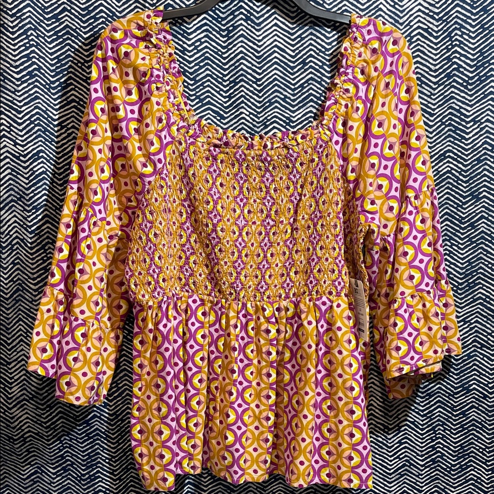 Terra & Sky Purple and Yellow Blouse